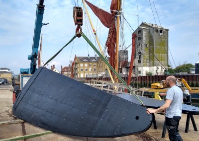 leeboard craned to be fitted